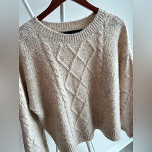 Lucky Brand Cozy Cable Knit Sweater - Oatmeal/Cream